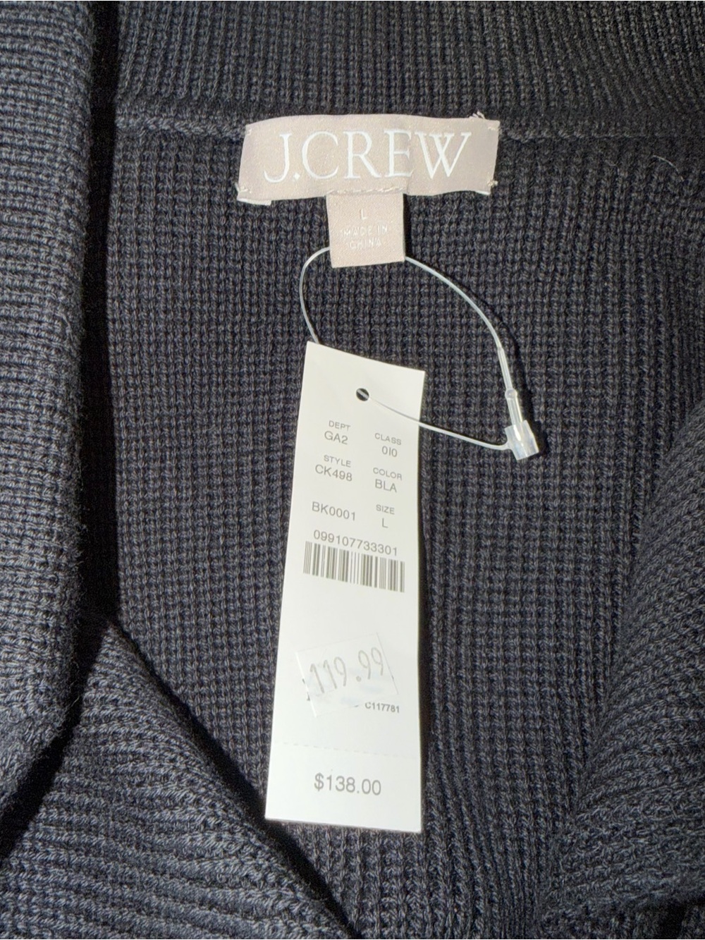 NWT J Crew Size Large Marielle Cropped Cardigan Black Sweater Cotton - Picture 4 of 7